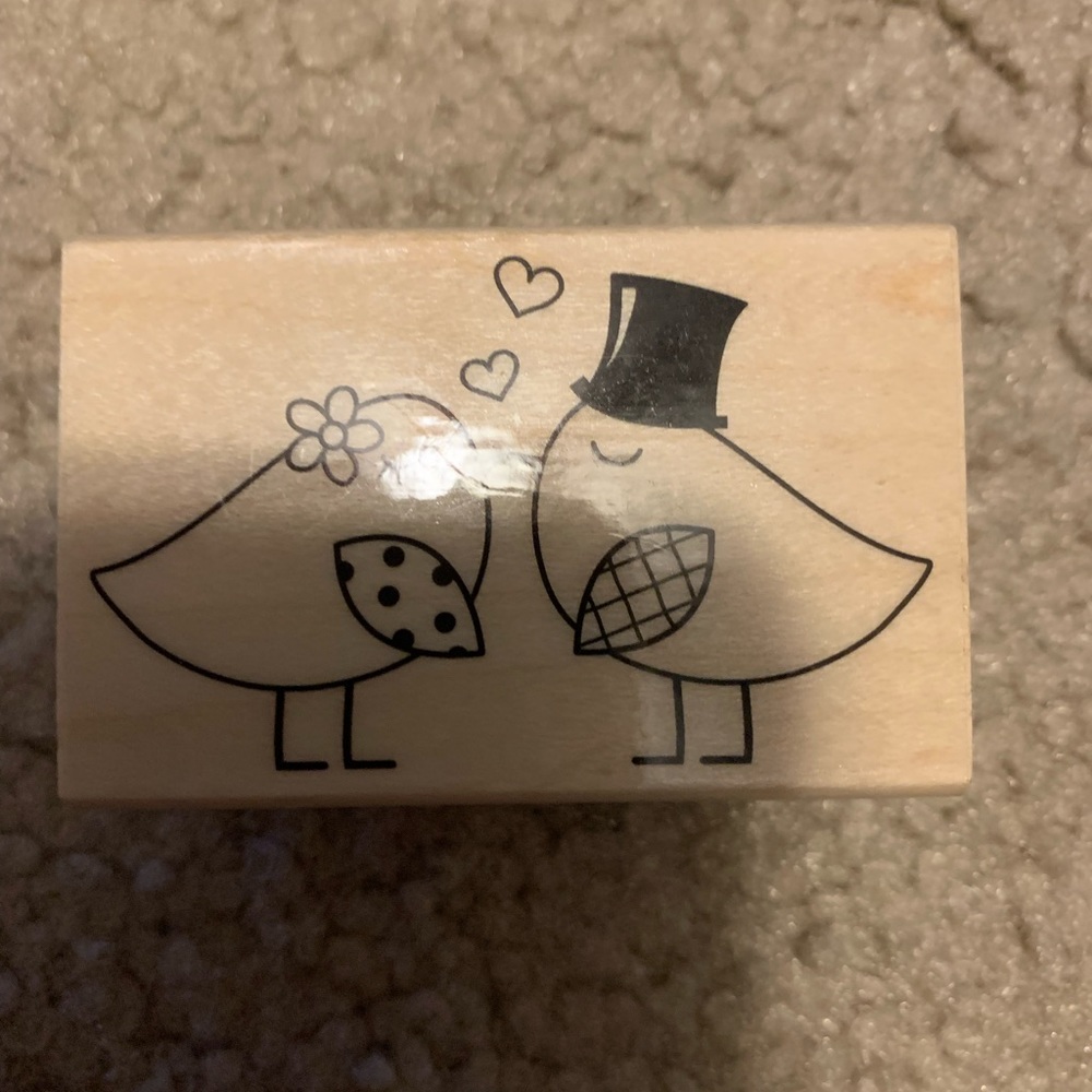 Bird Bride and Groom Rubber Stamp